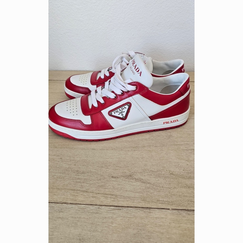 Prada Red and White Sneakers
